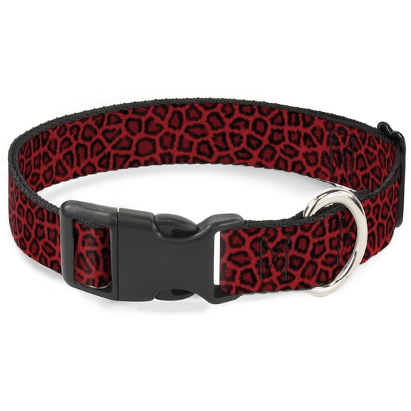 Buckle-Down Pet Collar, Dog Collar Plastic Buckle, Leopard Red, 15 to 24 Inches 1.0 Inch Wide