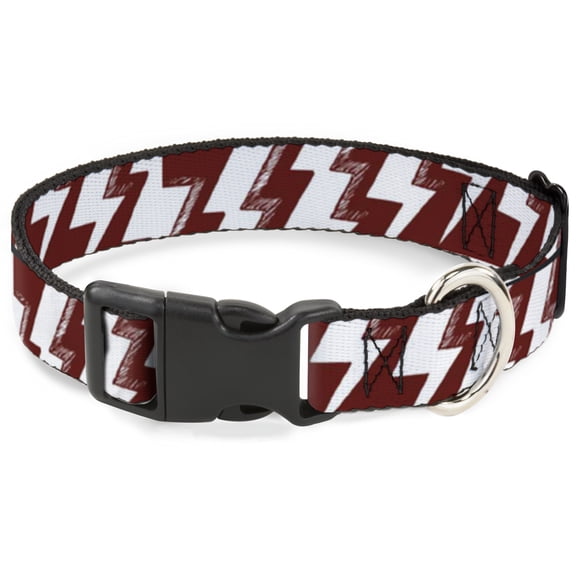 Buckle-Down Pet Collar, Dog Collar Plastic Buckle, Lightning Bolts Sketch Red White, 7 to 8.5 Inches 0.5 Inch Wide