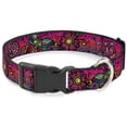 thumbnail image 1 of Buckle-Down Pet Collar, Dog Collar Plastic Buckle, Love Kills Close Up Pink, 9.5 to 13 Inches 1.0 Inch Wide, 1 of 8