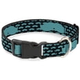 thumbnail image 1 of Buckle-Down Pet Collar, Dog Collar Plastic Buckle, Mustaches Mini Single Repeat Black Turquoise, 8.5 to 12 Inches 0.5 Inch Wide, 1 of 8