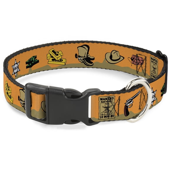 Buckle-Down Pet Collar, Dog Collar Plastic Buckle, Old Western Multi Color, 15 to 24 Inches 1.0 Inch Wide