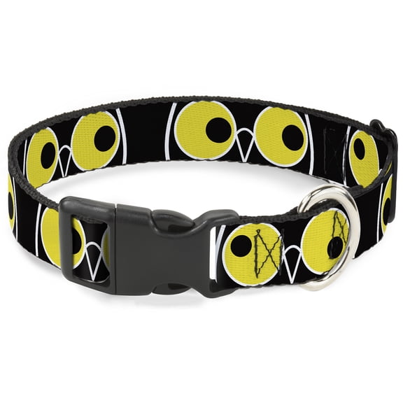 Buckle-Down Pet Collar, Dog Collar Plastic Buckle, Owl Eyes, 9.5 to 14.5 Inches 0.5 Inch Wide