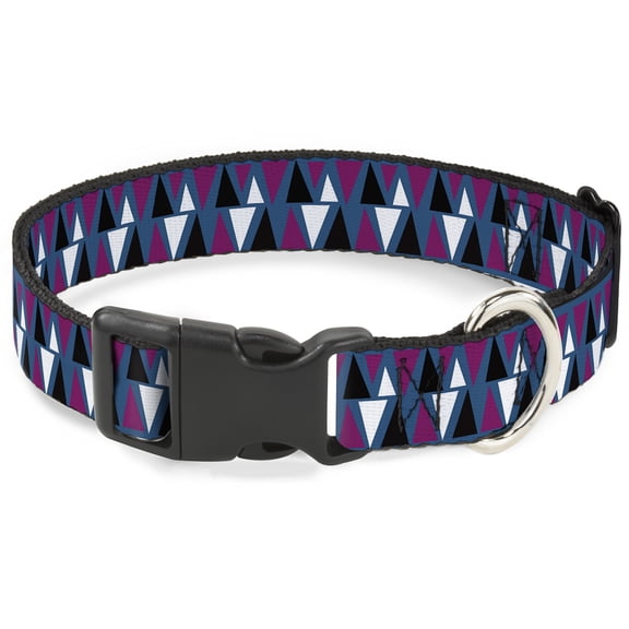 Buckle-Down Pet Collar, Dog Collar Plastic Buckle, Peaks Turquoise Fuchsia Black White, 15 to 24 Inches 1.0 Inch Wide