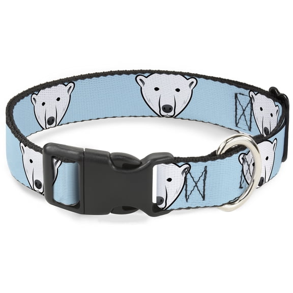 Buckle-Down Pet Collar, Dog Collar Plastic Buckle, Polar Bear Repeat Baby Blue, 8.5 to 12 Inches 0.5 Inch Wide