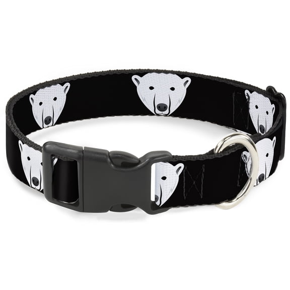 Buckle-Down Pet Collar, Dog Collar Plastic Buckle, Polar Bear Repeat Black, 16 to 23 Inches 1.5 Inch Wide