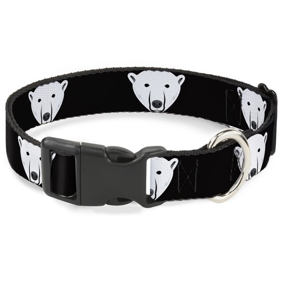 Buckle-Down Pet Collar, Dog Collar Plastic Buckle, Polar Bear Repeat Black, 9.5 to 13 Inches 1.0 Inch Wide