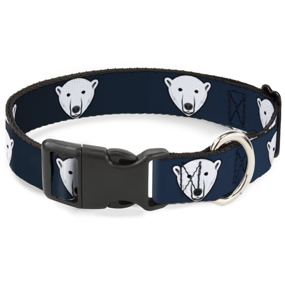 Buckle-Down Pet Collar, Dog Collar Plastic Buckle, Polar Bear Repeat Black Blue Fade, 9.5 to 14.5 Inches 0.5 Inch Wide