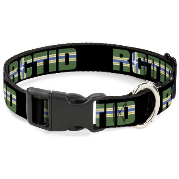 Buckle-Down Pet Collar, Dog Collar Plastic Buckle, RCTID Black Portland Flag, 15 to 24 Inches 1.0 Inch Wide