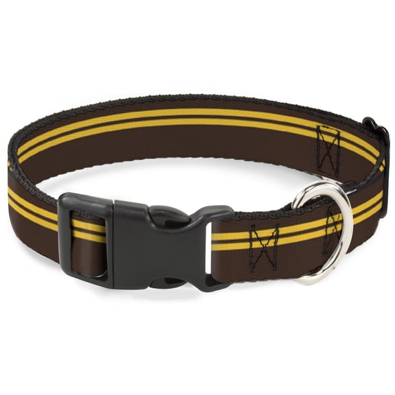 Buckle-Down Pet Collar, Dog Collar Plastic Buckle, Racing Stripe Brown Gold, 9.5 to 13 Inches 1.0 Inch Wide