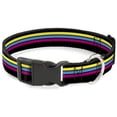 thumbnail image 1 of Buckle-Down Pet Collar, Dog Collar Plastic Buckle, Racing Stripes Black Yellow Blue Pink, 15 to 24 Inches 1.0 Inch Wide, 1 of 8