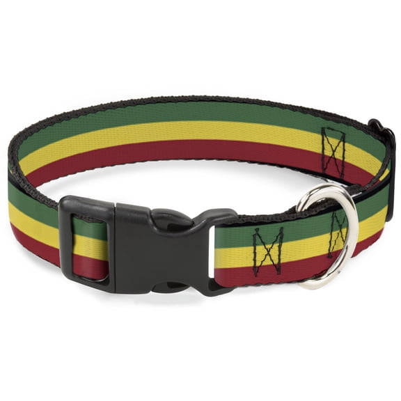 Buckle-Down Pet Collar, Dog Collar Plastic Buckle, Rasta, 9.5 to 14.5 Inches 0.5 Inch Wide