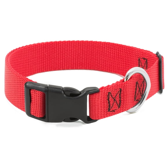 Buckle-Down Pet Collar, Dog Collar Plastic Buckle, Red Nylon, 9.5 to 13 Inches 1.0 Inch Wide