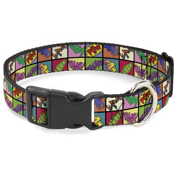 Buckle-Down Pet Collar, Dog Collar Plastic Buckle, Sound Effect Checkers Multi Color, 15 to 24 Inches 1.0 Inch Wide