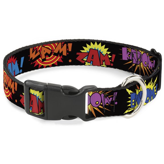 Buckle-Down Pet Collar, Dog Collar Plastic Buckle, Sound Effects Black Multi Color, 7 to 8.5 Inches 0.5 Inch Wide