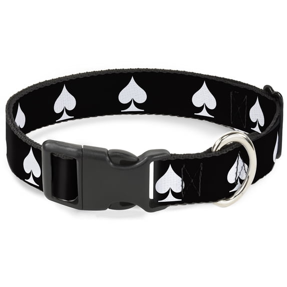 Buckle-Down Pet Collar, Dog Collar Plastic Buckle, Spade Black White, 20 to 31 Inches 1.5 Inch Wide
