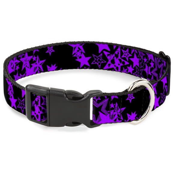 Buckle-Down Pet Collar, Dog Collar Plastic Buckle, Stargazer Black Purple, 15 to 24 Inches 1.0 Inch Wide