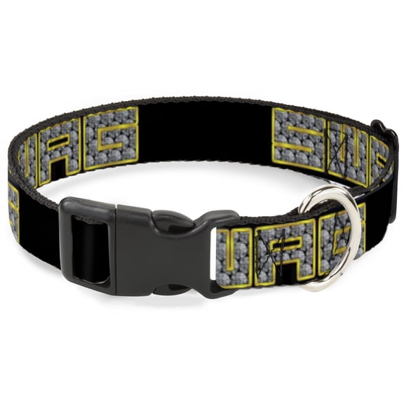 Buckle-Down Pet Collar, Dog Collar Plastic Buckle, Swag Black Bling, 9.5 to 14.5 Inches 0.5 Inch Wide