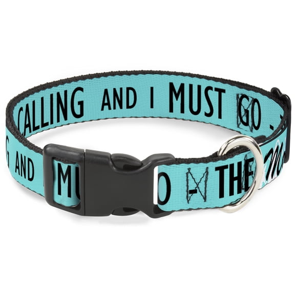 Buckle-Down Pet Collar, Dog Collar Plastic Buckle, The Mountains Are Calling And I Must Go Mountains Outline, 9.5 to 14.5 Inches 0.5 Inch Wide