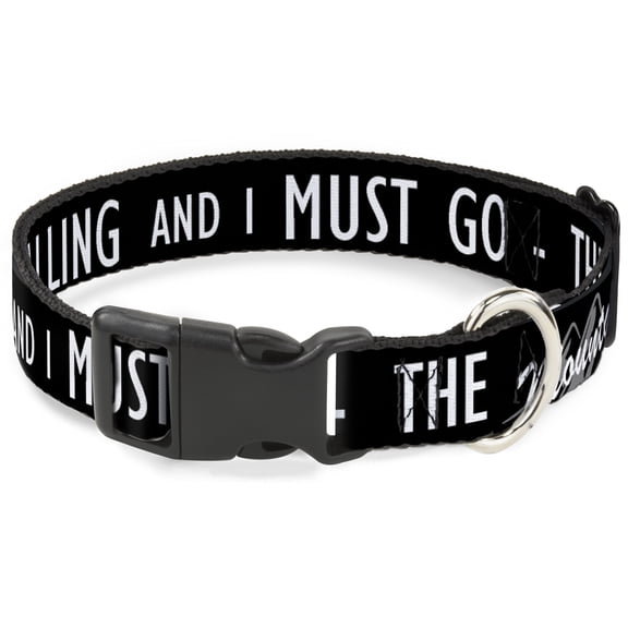 Buckle-Down Pet Collar, Dog Collar Plastic Buckle, The Mountains Are Calling And I Must Go Mountains Outline, 9.5 to 14.5 Inches 0.5 Inch Wide