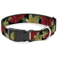 thumbnail image 1 of Buckle-Down Pet Collar, Dog Collar Plastic Buckle, Tropical Floral Collage Black Red Orange, 15 to 24 Inches 1.0 Inch Wide, 1 of 8