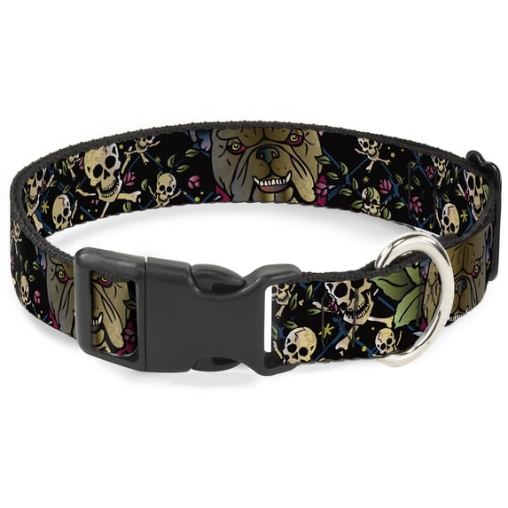 Buckle-Down Pet Collar, Dog Collar Plastic Buckle, Trust No One Close Up Black, 9.5 to 14.5 Inches 0.5 Inch Wide