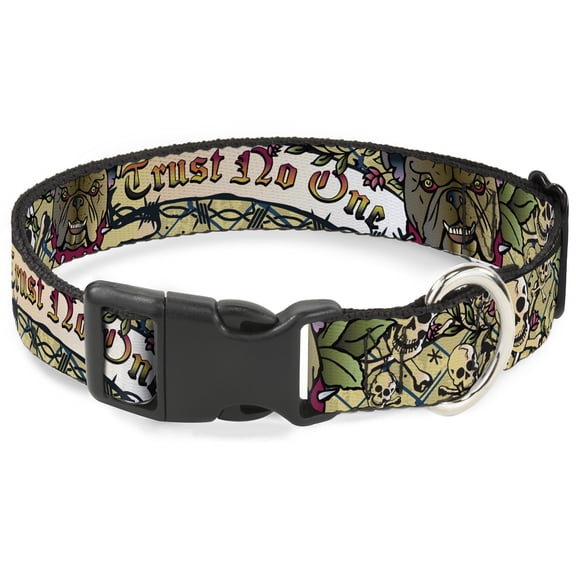 Buckle-Down Pet Collar, Dog Collar Plastic Buckle, Trust No One Tan, 15 to 24 Inches 1.0 Inch Wide