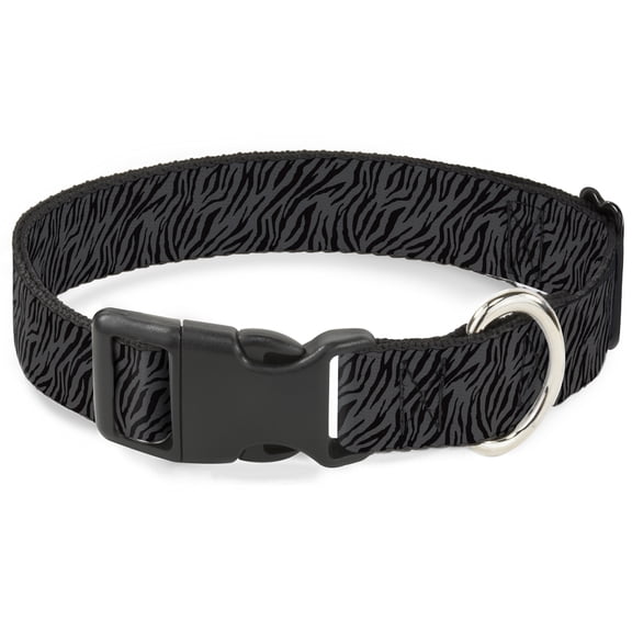Buckle-Down Pet Collar, Dog Collar Plastic Buckle, Zebra Black Gray, 7 to 8.5 Inches 0.5 Inch Wide