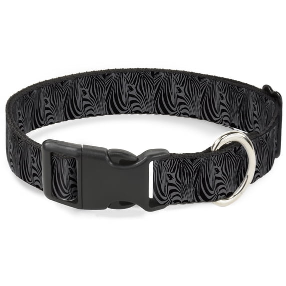Buckle-Down Pet Collar, Dog Collar Plastic Buckle, Zebra Head Black Gray, 20 to 31 Inches 1.5 Inch Wide