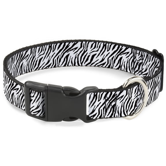 Buckle-Down Pet Collar, Dog Collar Plastic Buckle, Zebra White, 7 to 8.5 Inches 0.5 Inch Wide