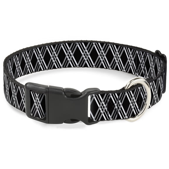Buckle-Down Pet Collar, Dog Collar Plastic Buckle, Zig Zag Black Gray White, 15 to 24 Inches 1.0 Inch Wide