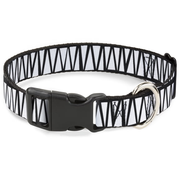 Buckle-Down Pet Collar, Dog Collar Plastic Buckle, Zig Zag Doodle Black White, 9.5 to 13 Inches 1.0 Inch Wide