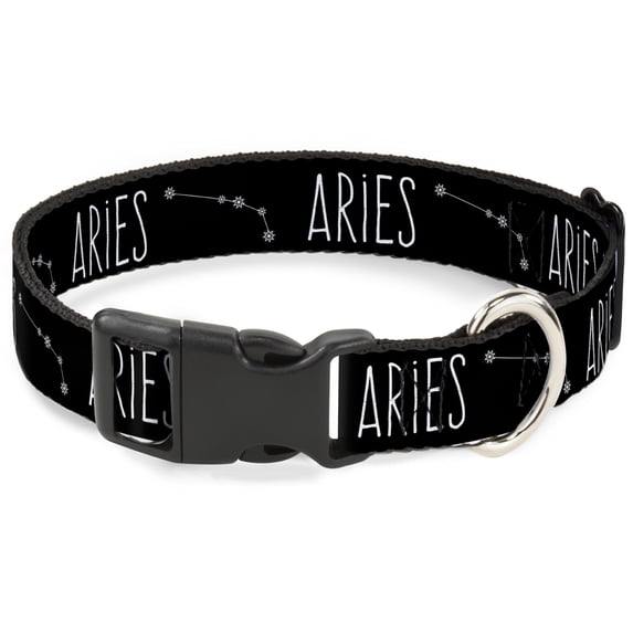 Buckle-Down Pet Collar, Dog Collar Plastic Buckle, Zodiac Aries Constellation Black White, 9.5 to 13 Inches 1.0 Inch Wide