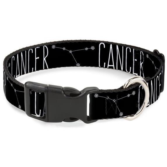 Buckle-Down Pet Collar, Dog Collar Plastic Buckle, Zodiac Cancer Constellation Black White, 20 to 31 Inches 1.5 Inch Wide
