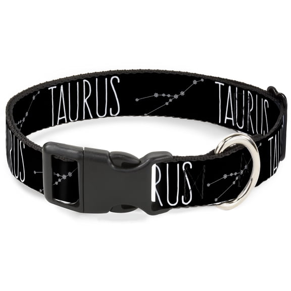 Buckle-Down Pet Collar, Dog Collar Plastic Buckle, Zodiac Taurus Constellation Black White, 13 to 17 Inches 1.5 Inch Wide