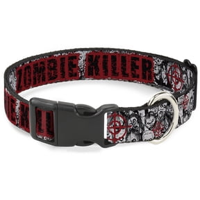 Buckle-Down Pet Collar, Dog Collar Plastic Buckle, Zombie Killer Stacked Zombies Sketch, 8.5 to 12 Inches 0.5 Inch Wide