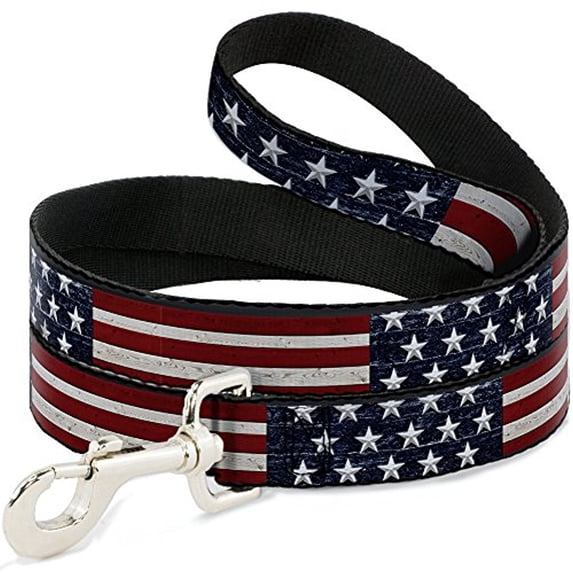 Buckle-Down Pet Leash - Americana Eagle & Flag Rustic Wood Grain