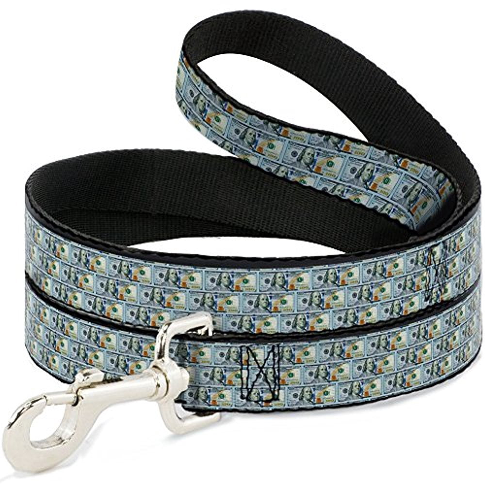 Buckle-Down Pet Leash, Dog Leash, 100 Dollar Bill Series 2009 Repeat, 6 Feet Long 1.0 Inch Wide