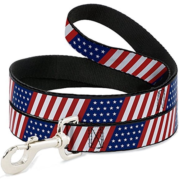 Buckle-Down Pet Leash, Dog Leash, American Flag Diagonal, 4 Feet Long 1.0 Inch Wide