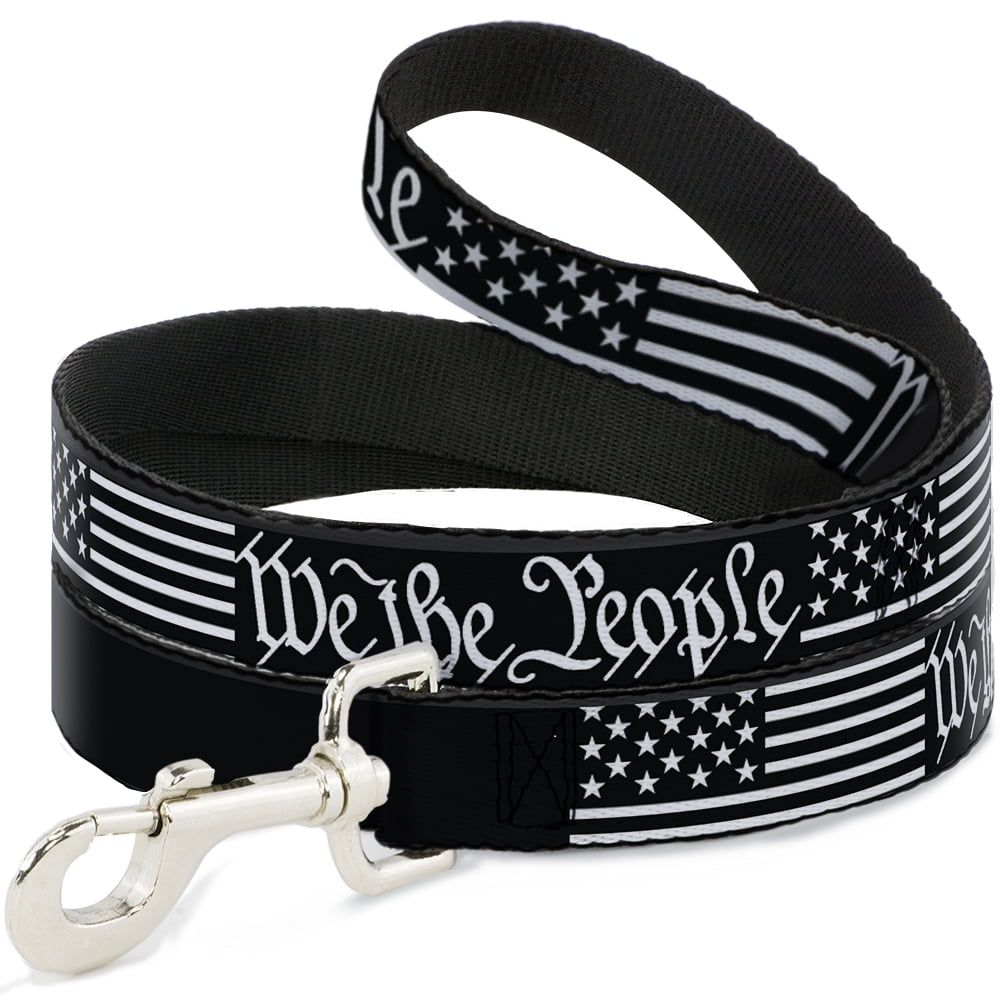 Buckle-Down Pet Leash, Dog Leash, Americana Flag We the People Black White, 6 Feet Long 1.0 Inch Wide
