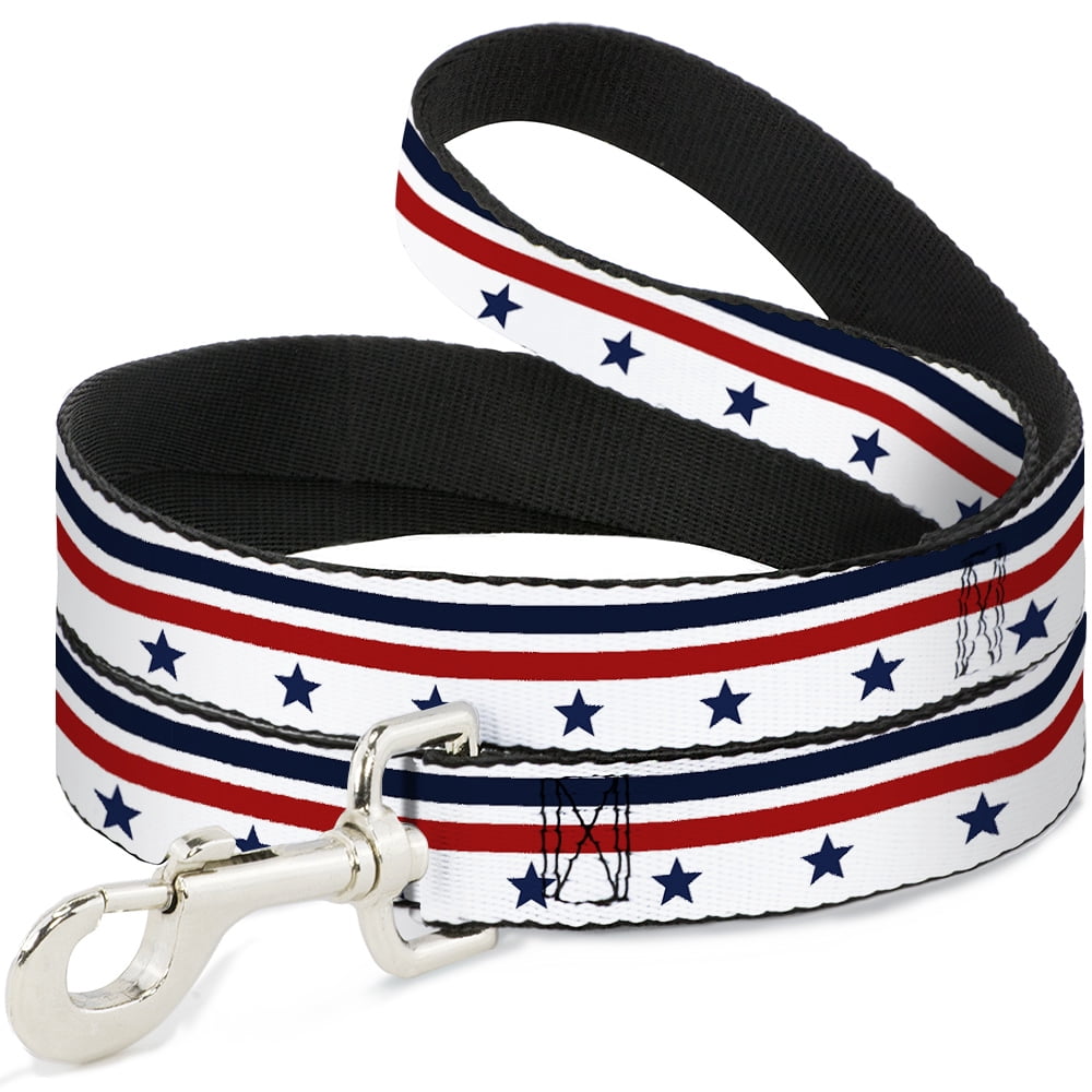Buckle-Down Pet Leash, Dog Leash, Americana Stars Stripes White Blue Red, 6 Feet Long 1.0 Inch Wide