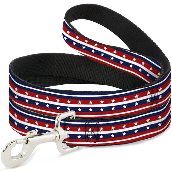 Buckle-Down Pet Leash, Dog Leash, Americana Stripe Stars Blue Red White, 4 Feet Long 1.0 Inch Wide