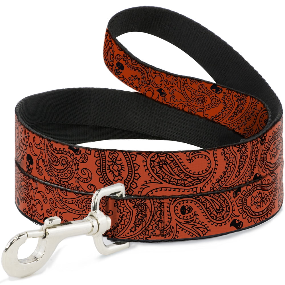 Buckle-Down Pet Leash, Dog Leash, Bandana Skulls Orange Black, 6 Feet Long 1.0 Inch Wide