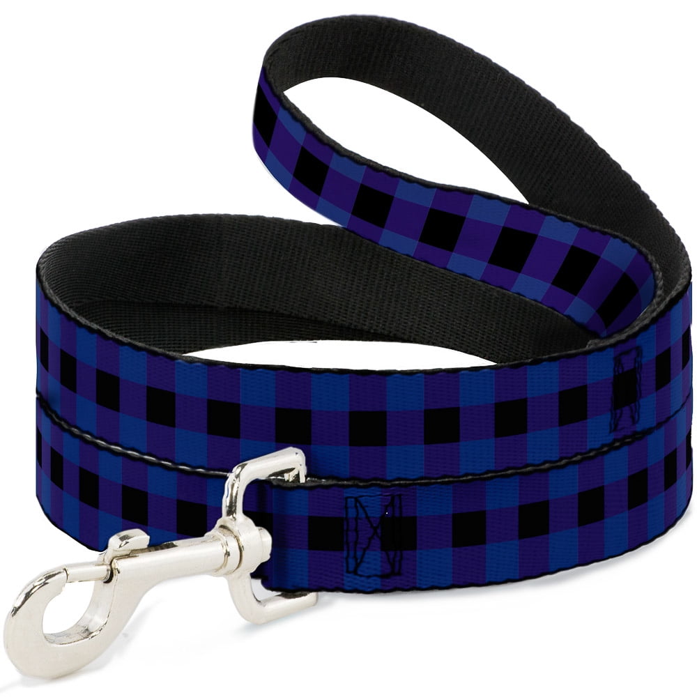 Buckle-Down Pet Leash, Dog Leash, Buffalo Plaid Black Blue, 6 Feet Long 1.0 Inch Wide