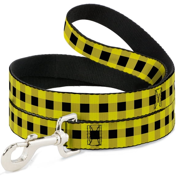 Buckle-Down Pet Leash, Dog Leash, Buffalo Plaid Black Neon Yellow, 6 Feet Long 1.0 Inch Wide