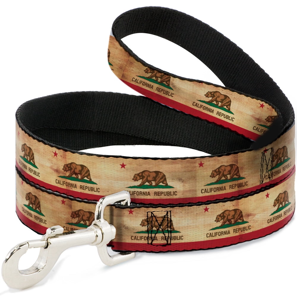 Buckle-Down Pet Leash, Dog Leash, California Flag Continuous Vintage, 6 Feet Long 1.0 Inch Wide