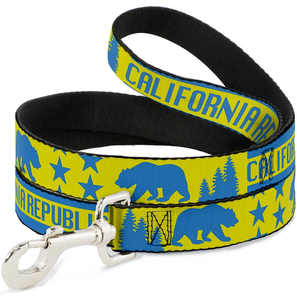 Buckle-Down Pet Leash, Dog Leash, California Republic Bear Stars Silhouette Yellow Blue, 6 Feet Long 1.0 Inch Wide