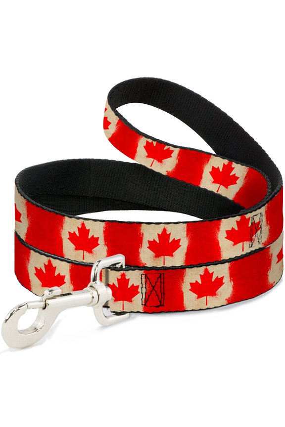 Pet Leash, Dog Leash, Canada Flag Painted, 4 Feet Long 1.0 Inch Wide