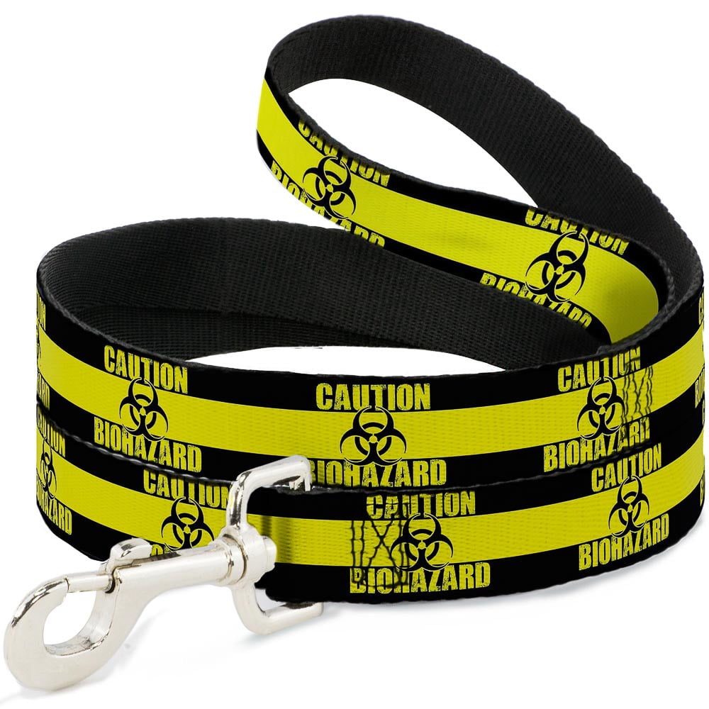 Buckle-Down Pet Leash, Dog Leash, Caution Biohazard Black Yellow, 6 Feet Long 1.0 Inch Wide