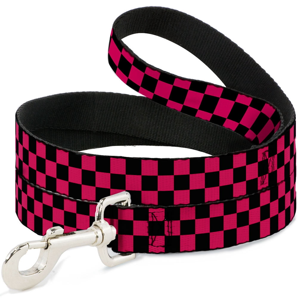 Buckle-Down Pet Leash, Dog Leash, Checker Black Neon Pink, 6 Feet Long 1.0 Inch Wide
