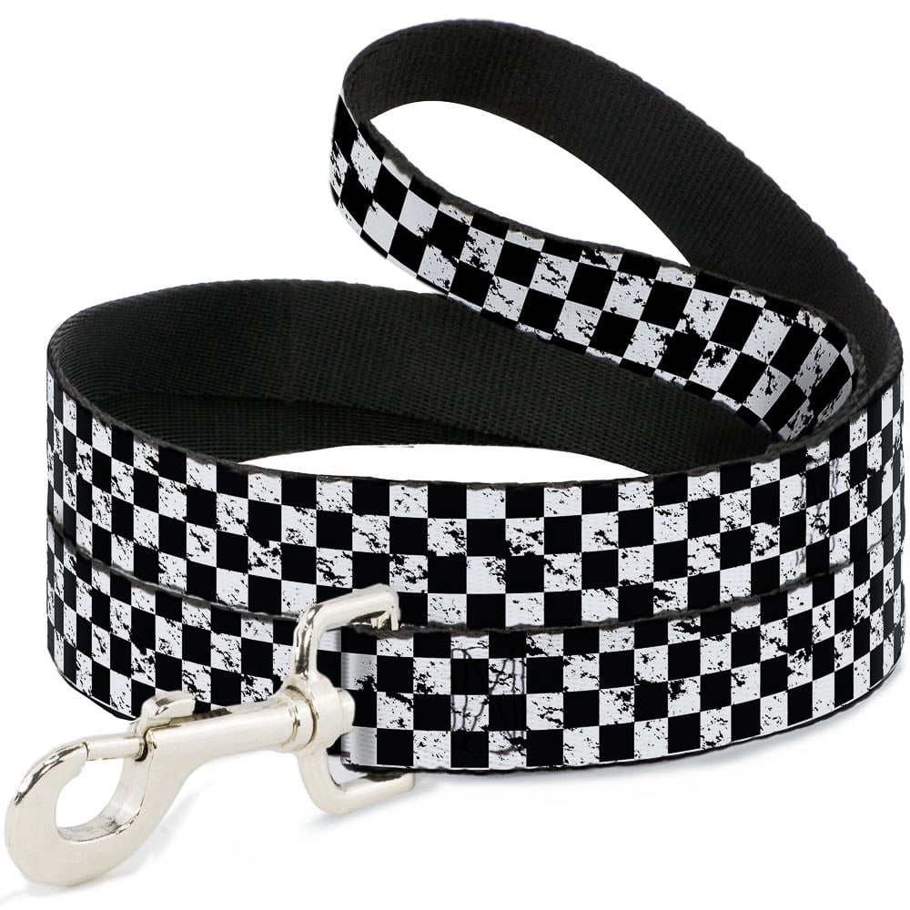 Buckle-Down Pet Leash, Dog Leash, Checker Weathered Black White, 6 Feet Long 1.0 Inch Wide